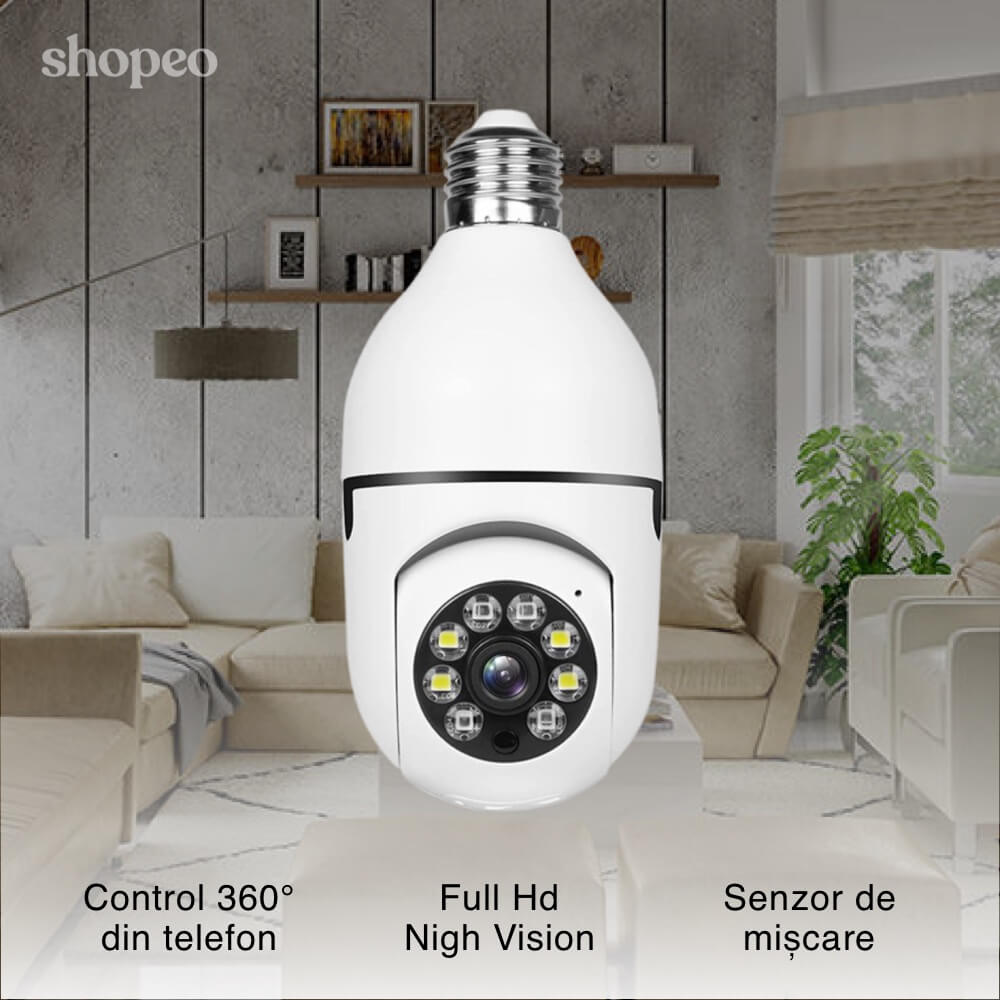 Shopeo - Camera de supraveghere tip bec