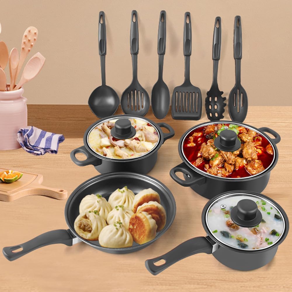 Set din 13 piese vase de gătit și ustensile