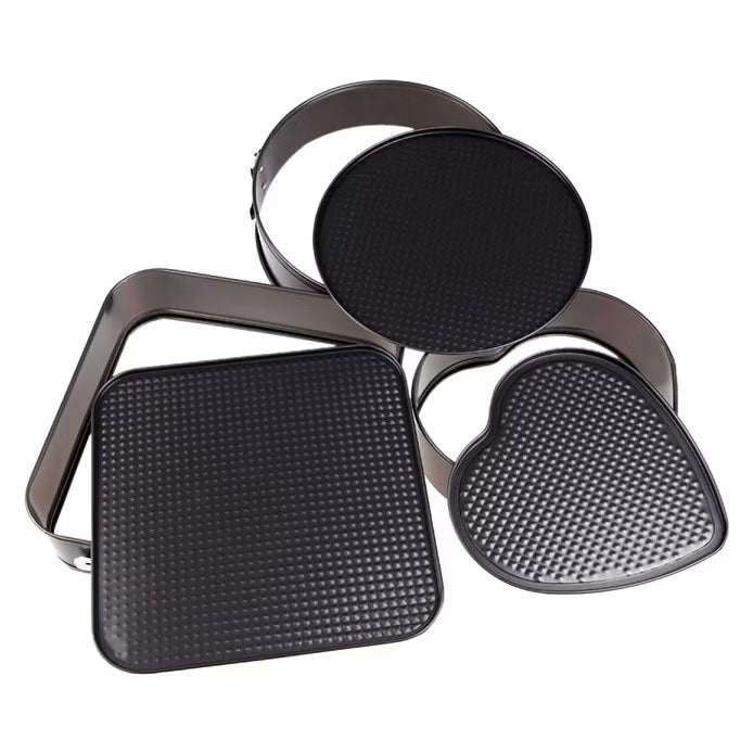 Set 3 Tăvi pentru Copt Prălituri, forme inimă, rotund, pătrat