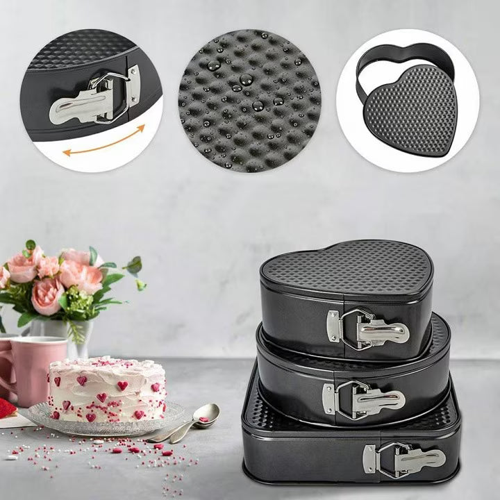Set 3 Tăvi pentru Copt Prălituri, forme inimă, rotund, pătrat