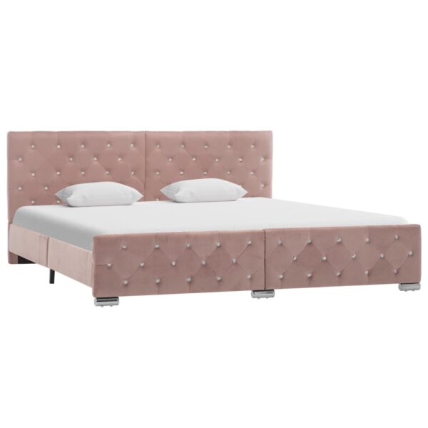 Cadru de pat, roz, 180 x 200 cm, catifea