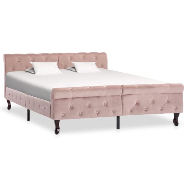 Cadru de pat, roz, 140 x 200 cm, catifea