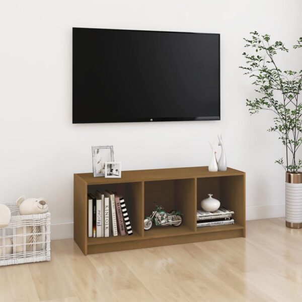 Comodă TV, maro miere, 104x33x41 cm, lemn masiv de pin