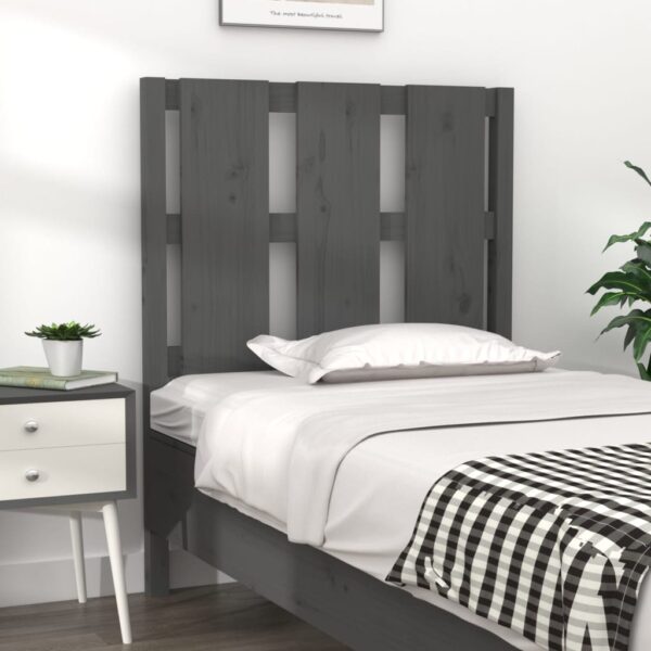 Tăblie de pat, gri, 80,5x4x100 cm, lemn masiv de pin