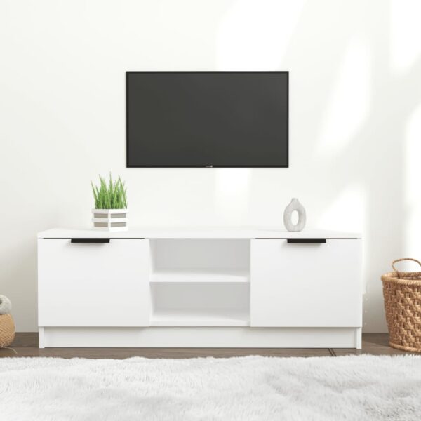 Comodă TV, alb, 102x35x36,5 cm, lemn prelucrat