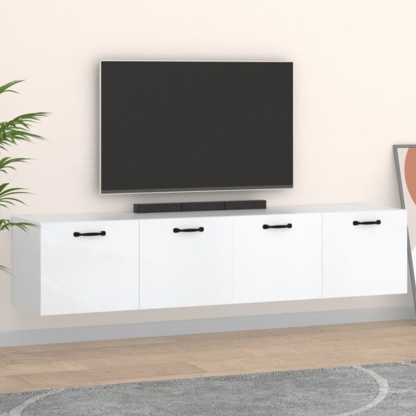 Dulapuri TV de perete, 2 buc., alb, 60x36,5x35 cm lemn compozit