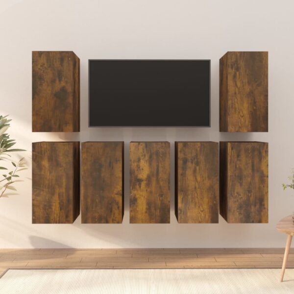 Dulapuri TV, 7 buc, stejar afumat, 30,5x30x60 cm lemn prelucrat
