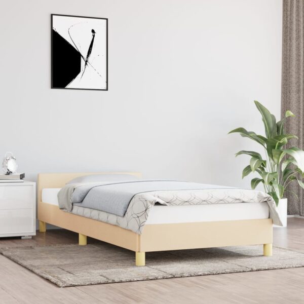 Cadru de pat cu tăblie, crem, 90x200 cm, textil