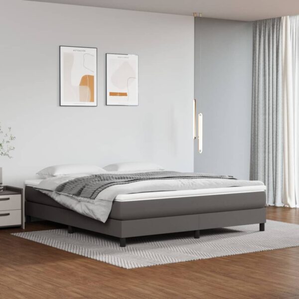 Cadru de pat box spring, gri, 160x200 cm, piele ecologică