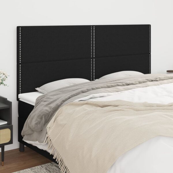 Tăblii de pat, 4 buc, negru, 100x5x78/88 cm, textil