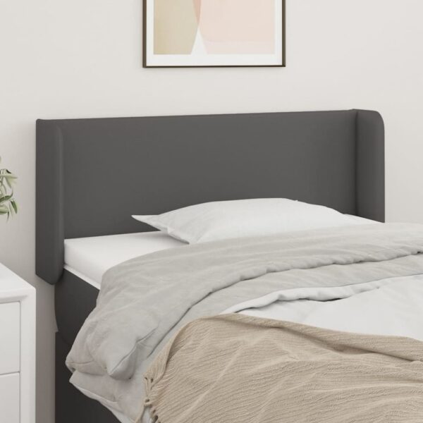 Tăblie de pat cu aripioare gri 103x16x78/88 cm piele ecologică