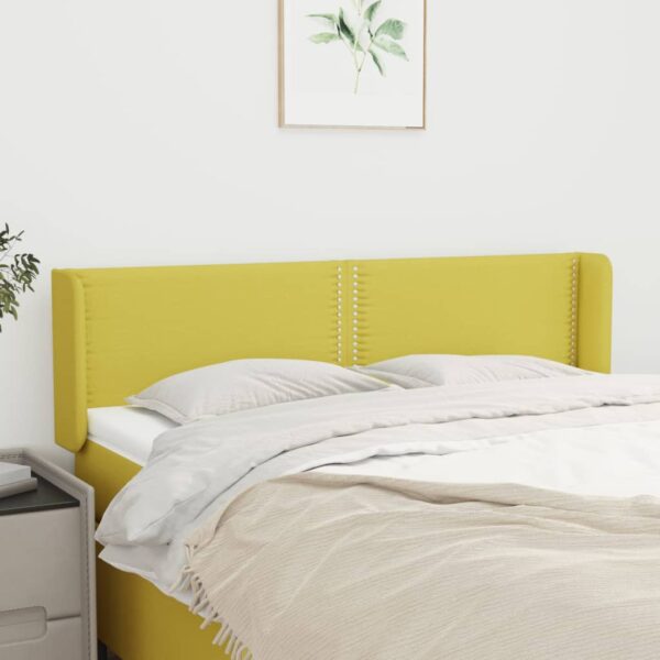 Tăblie de pat cu aripioare, verde, 147x16x78/88 cm textil