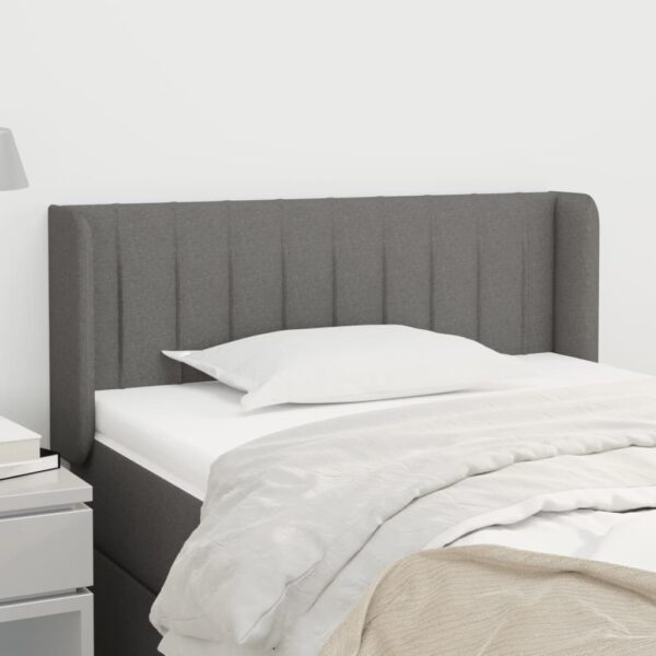 Tăblie de pat cu aripioare gri închis 83x16x78/88 cm textil