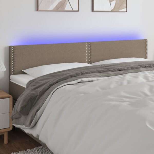 Tăblie de pat cu LED, gri taupe, 160x5x78/88 cm, textil