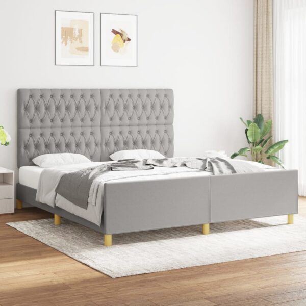 Cadru de pat cu tăblie, gri deschis, 180x200 cm, textil