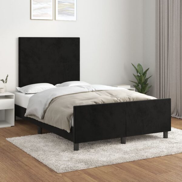 Cadru de pat cu tăblie, negru, 120x200 cm, catifea