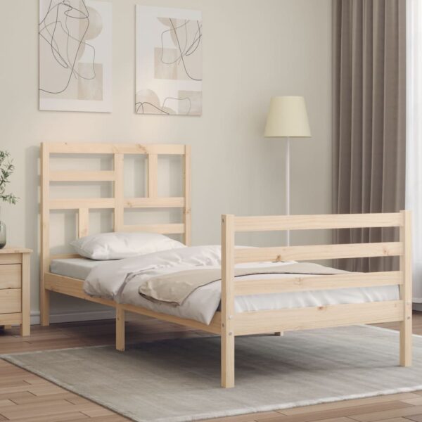 Cadru de pat cu tăblie single mic, lemn masiv