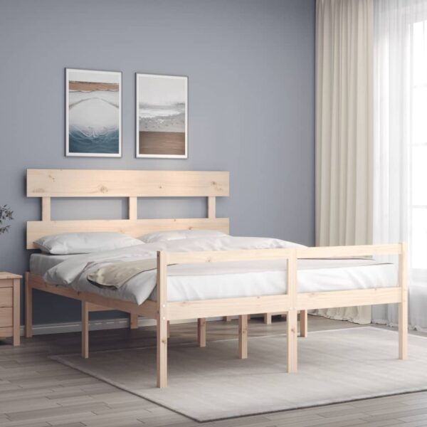 Cadru de pat senior cu tăblie, 160x200 cm, lemn masiv