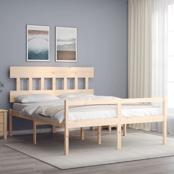Cadru de pat senior cu tăblie, king size, lemn masiv