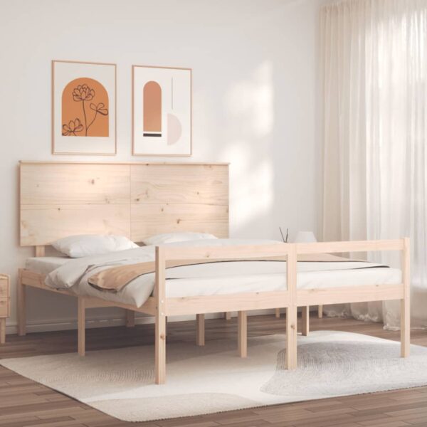 Cadru de pat senior cu tăblie, 160x200 cm, lemn masiv