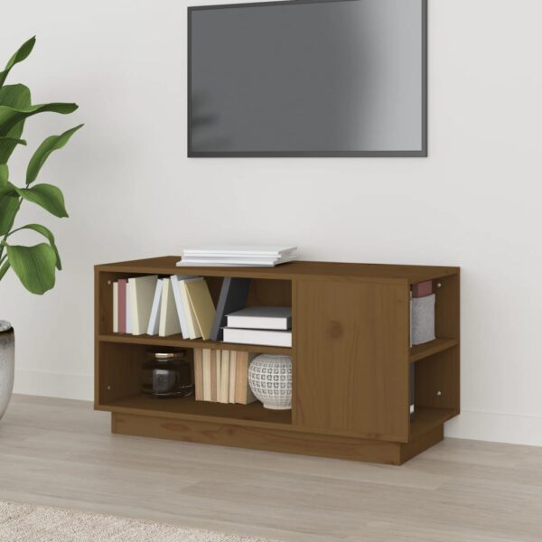 Comodă TV, maro miere, 80x35x40,5 cm, lemn masiv de pin