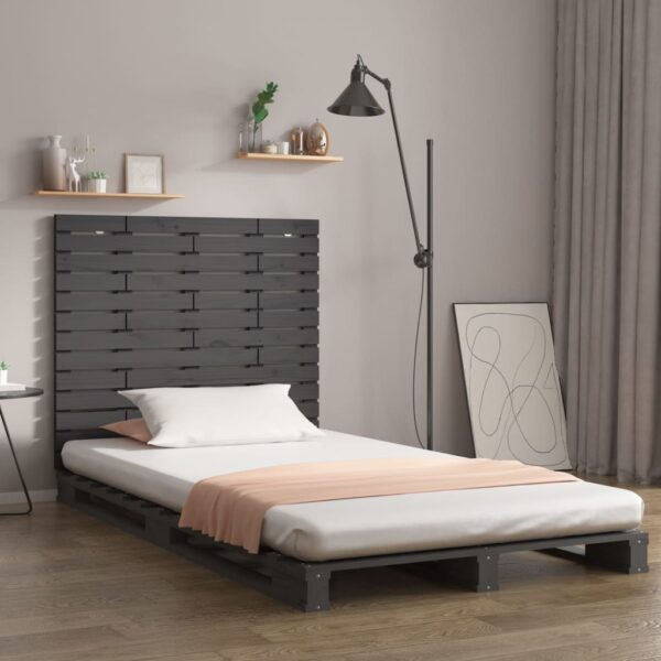 Tăblie de pat pentru perete, gri, 106x3x91,5 cm, lemn masiv pin