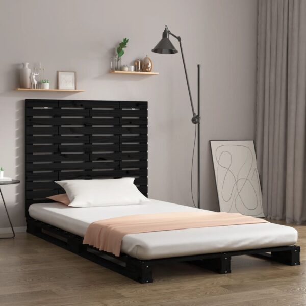 Tăblie de pat pentru perete, negru 106x3x91,5 cm lemn masiv pin