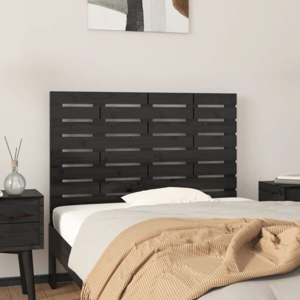 Tăblie de pat pentru perete, negru, 106x3x63 cm, lemn masiv pin