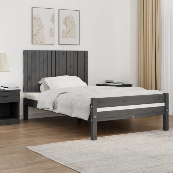 Tăblie de pat pentru perete, gri, 108x3x60 cm, lemn masiv pin