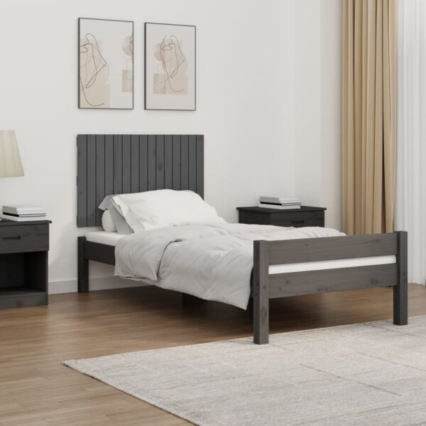 Tăblie de pat pentru perete, gri, 95,5x3x60 cm, lemn masiv pin