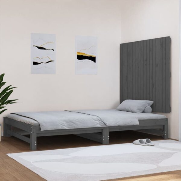 Tăblie de pat pentru perete, gri, 108x3x90 cm, lemn masiv pin