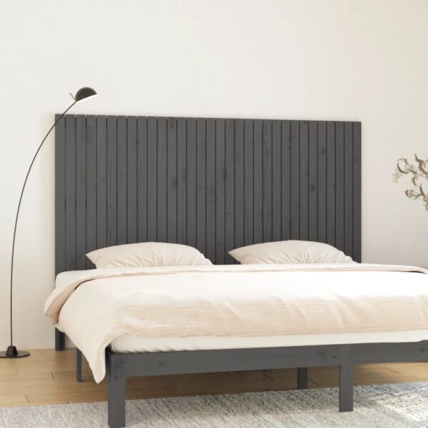 Tăblie de pat pentru perete, gri, 204x3x110 cm, lemn masiv pin