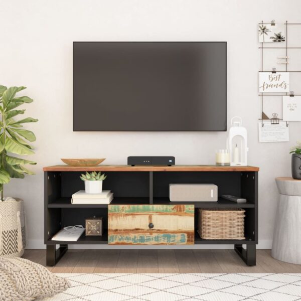 Dulap TV, 100x33x46 cm, lemn masiv reciclat&lemn prelucrat