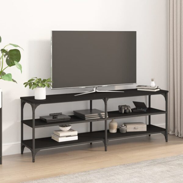 Comodă TV, negru, 140x30x50 cm, lemn prelucrat