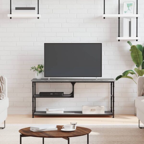 Comodă TV, gri sonoma, 103x38x46,5 cm, lemn prelucrat și oțel