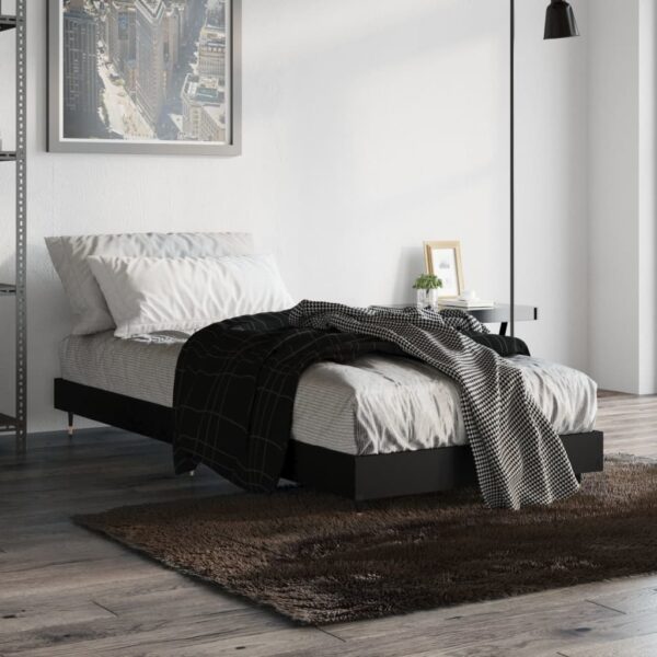 Cadru de pat, negru, 75x190 cm, lemn prelucrat