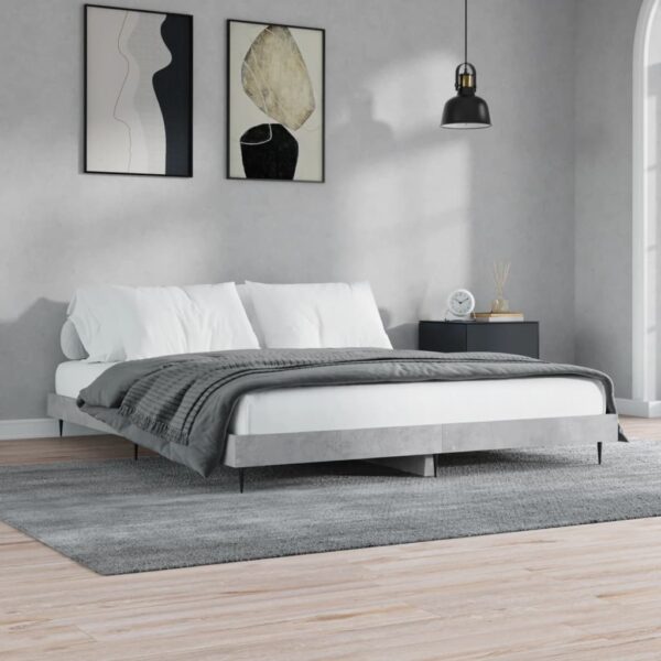Cadru de pat, gri beton, 200x200 cm, lemn prelucrat