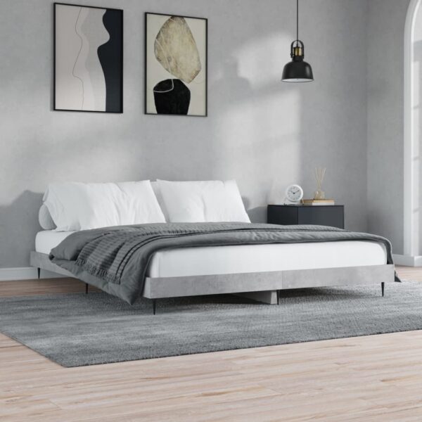 Cadru de pat, gri beton, 120x200 cm, lemn prelucrat