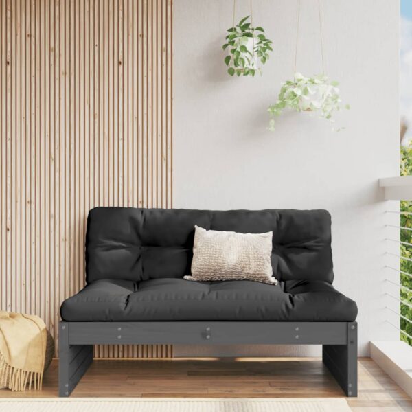 Canapea de mijloc de grădină, gri, 120x80 cm, lemn masiv pin