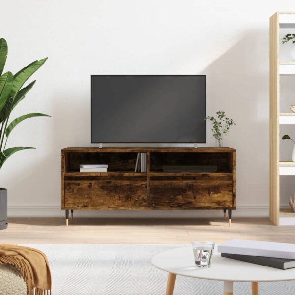 Comodă TV, stejar fumuriu, 100x34,5x44,5 cm, lemn prelucrat