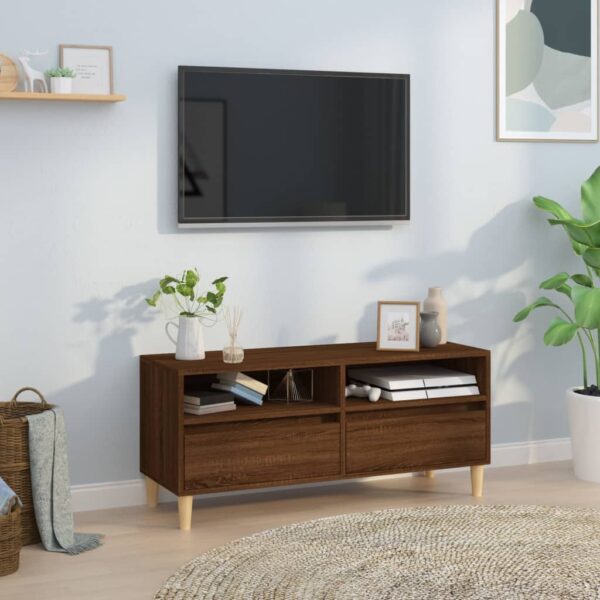 Comodă TV, stejar maro, 100x34,5x44,5 cm, lemn prelucrat