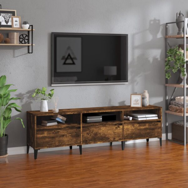 Comodă TV, stejar fumuriu, 150x30x44,5 cm, lemn prelucrat