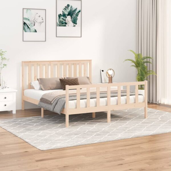 Cadru de pat cu tăblie King Size 5FT, 150x200 cm lemn masiv pin
