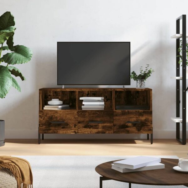 Dulap TV stejar afumat, 102x36x50 cm, lemn prelucrat