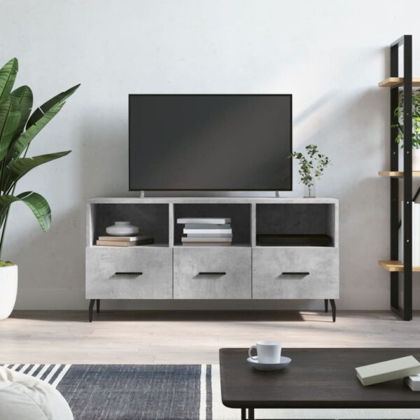 Dulap TV, gri beton, 102x36x50 cm, lemn prelucrat