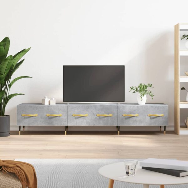 Comodă TV, gri beton, 150x36x30 cm, lemn prelucrat