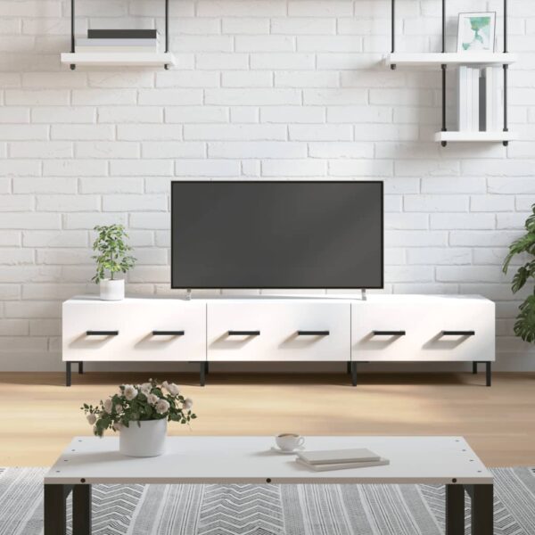 Comodă TV, alb, 150x36x30 cm, lemn prelucrat