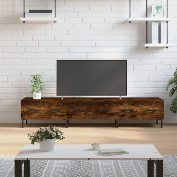 Dulap TV, stejar fumuriu, 150x36x30 cm, lemn prelucrat