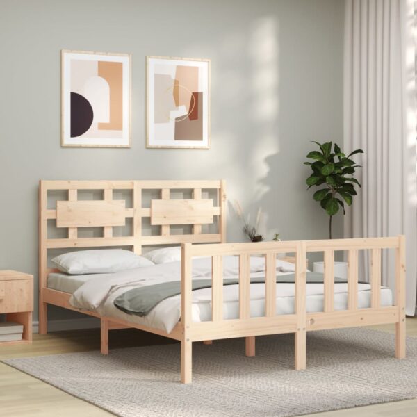 Cadru de pat cu tăblie, 140x200 cm, lemn masiv