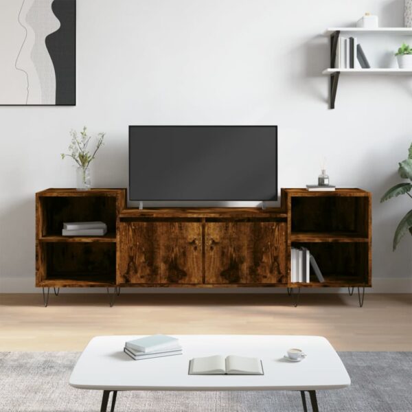 Comodă TV, stejar fumuriu, 160x35x55 cm, lemn prelucrat